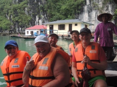 Bamboo boat trip at Halong bay